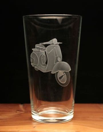 Vespa Scooter Engraved Pint Beer Glass