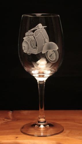 Vespa Scooter Engraved Wine Glass 350ml