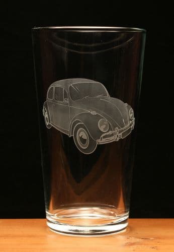 VW Beetle Engraved Pint Beer Glass