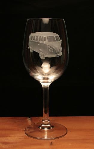 VW Camper Van Split Screen Engraved Wine Glass
