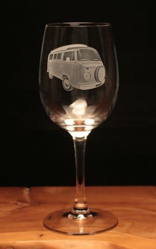 VW Camper Van Type 2 Engraved Wine Glass