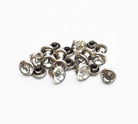 10mm Silver Crystal Rivets ~  x 10