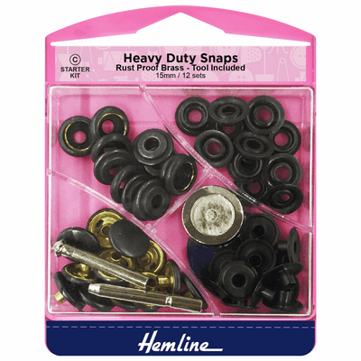 15mm Heavy Duty Press Studs- Starter Kit-Black Oxide