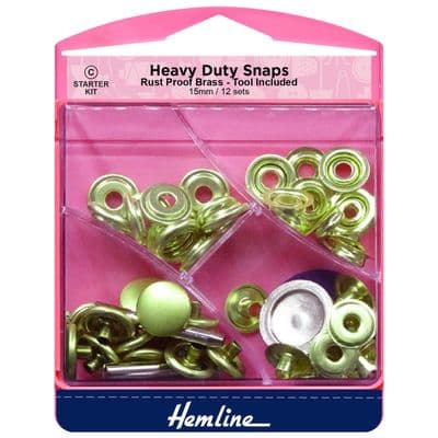 15mm Heavy Duty Press Studs- Starter Kit-Gold