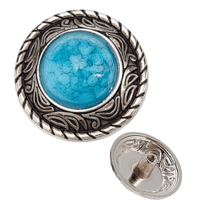 25mm  Concho -Silver & Aqua Marine