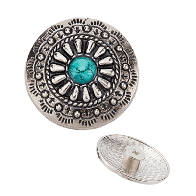 25mm Silver & Aqua Marine Concho