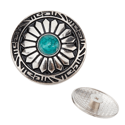 25mm Silver & Turquoise Concho