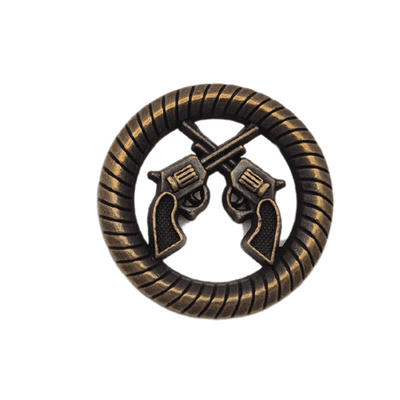 30mm Crossed Pistols Concho-Antique Brass