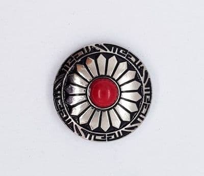 30mm Silver & Red Concho