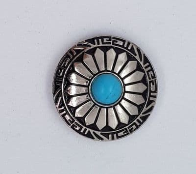 30mm Silver & Turquoise Concho