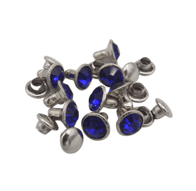 7mm Blue Crystal Rivets ~~   x 10