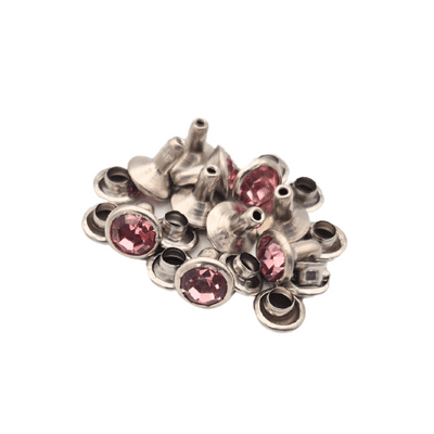 7mm Pink Crystal Rivets ~~   x 10