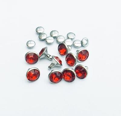 7mm Red Crystal Rivets ~~   x 10