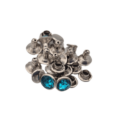 7mm Turquoise Crystal Rivets ~~   x 10
