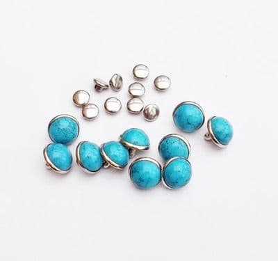 Blue Turquoise Rivets  x 10