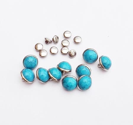 Blue Turquoise Rivets x 10