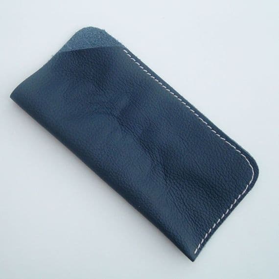 Real Leather glasses case ~~ Dark Blue