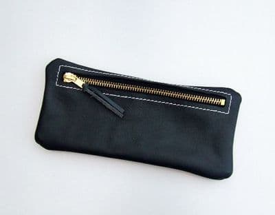 Real leather pencil case - Black
