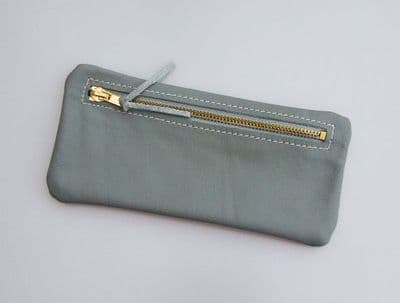 Real leather pencil case - Grey