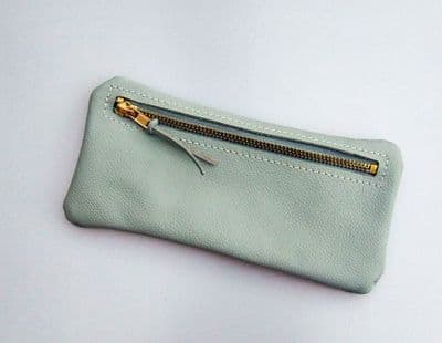Real leather pencil case - Lt Grey