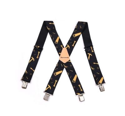 Barnwell Black Tool Trouser Braces Suspenders Heavy Duty Metal Clips 50mm Wide