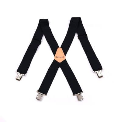 Barnwell Black Trouser Braces Suspenders Heavy Duty Metal Clips 50mm Wide Elasti