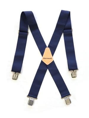 Barnwell Navy Trouser Braces Suspenders Heavy Duty Metal Clips 50mm Wide Elastic