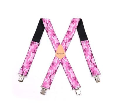 Barnwell Pink Camo Trouser Braces Suspenders Heavy Duty Metal Clips 50mm Tool