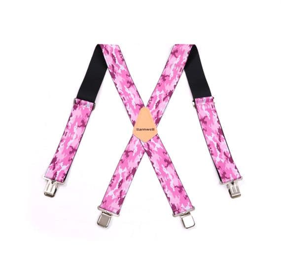 Barnwell Pink Camo Trouser Braces Suspenders Heavy Duty Metal Clips 50mm Tool