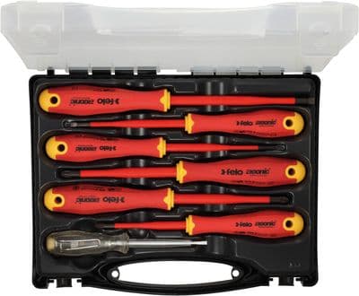 Felo 41380736 7 Piece VDE 1000V Electricians SLIM Screwdriver Set PH1 PH2 Slot