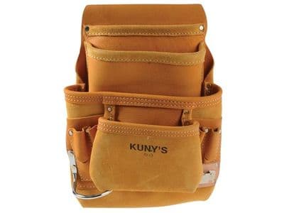 Kunys AP-i933 Leather Carpenter's Nail & Tool Bag 10 Pocket Pouch Tiered Top Grain KUNAP-I933