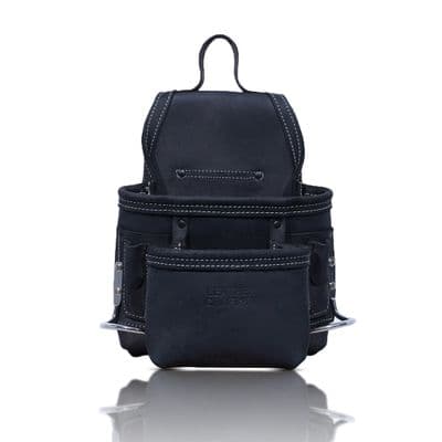 Leathercraft 2 Pocket Pouch Oiltan Leather Black 4 Small Tool Nail Hammer Holder