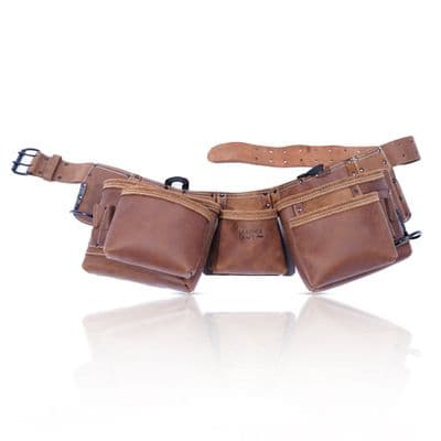 Leathercraft Double Apron Tool Belt Oiltan Brown Leather Hammer Holder Pocket