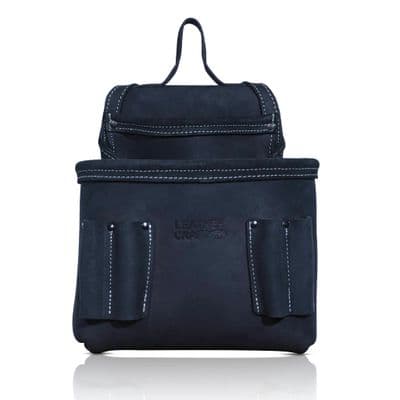 Leathercraft Single Pocket Pouch Oiltan Leather Black 4 Small Tool Nail Screws