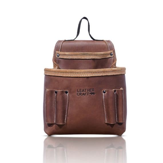 Leathercraft Single Pocket Pouch Oiltan Leather Brown 4 Small Tool Nail Screws