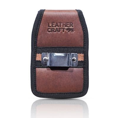 Leathercraft Tape Measure Clip Brown Oiltan Leather for Tool Belt
