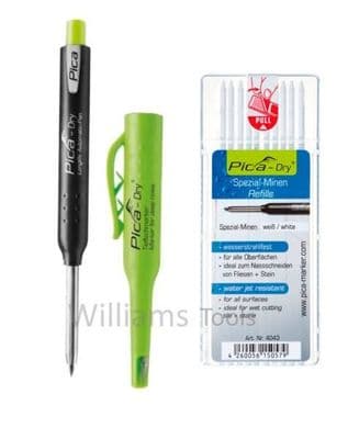 Pica Dry Graphite Automatic Pen/Pencil 3030 + 4043 REFILL Water Jet Resistant White pk10