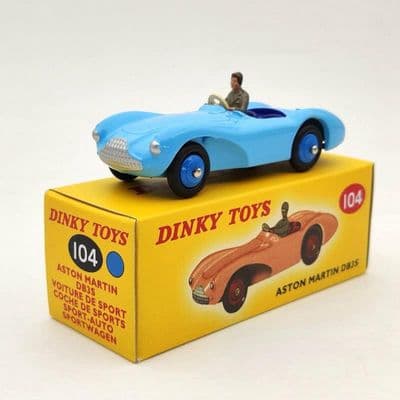 Atlas French Dinky 104 ASTON MARTIN DB3S IN Light Blue WITH DRIVER Mint Boxed