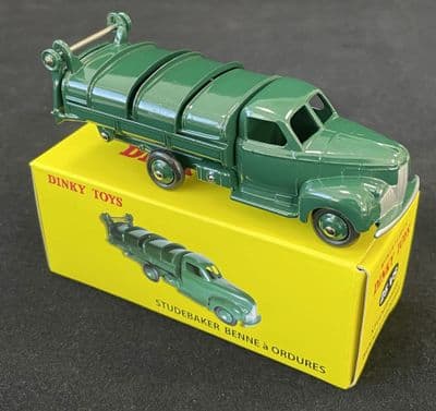 Atlas French Dinky 25VS Studebaker Refuse Bin Lorry Green