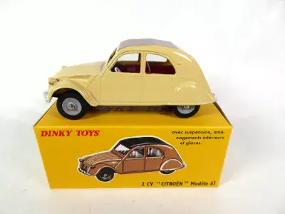 Atlas French Dinky 558 Citroen 2CV Yellow Brown Roof Mint Boxed