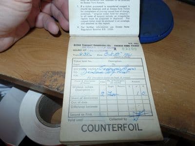 British Transport Commission 1961 Vintage Excess Fare Pad Denham Golf Club - 304394337854