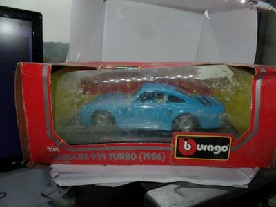 Burago 1/24 Scale  Porsche 959 Turbo 1986 Blue Poor Box