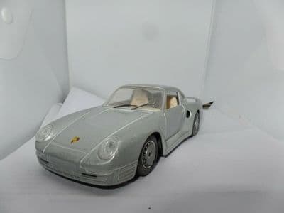 Burago Porsche 959 Turbo 1986 Diecast 1:24 Scale model. Silver Code 0563 Unboxed