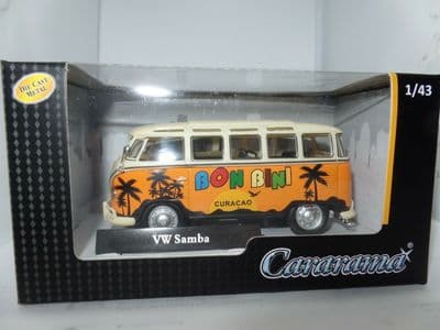 Cararama 1/43 O Scale 4-60351  Volkswagen VW T1 Samba Bus Bon Bini Orange Cream