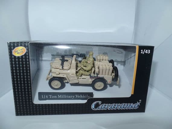 Cararama 1/43 O Scale 4-90142 Jeep CJ-5 + Gun SAS Desert Livery