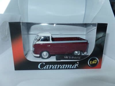 Cararama 1/43 O Scale Volkswagon VW Transporter T1 Pick Up Open Maroon Grey