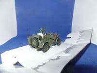 Cararama 4-90141 1/43 O Scale USA American Army Jeep Willys c/w Soldier & Gun