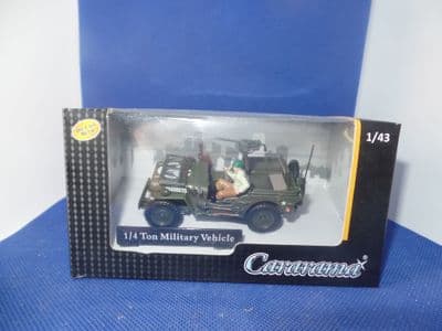 Cararama 4-90141 1/43 O Scale USA American Army Jeep Willys c/w Soldier & Gun