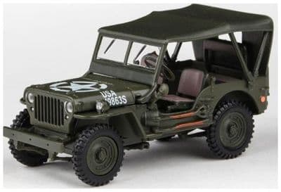 Cararama 4-91860 1/43 O Scale USA American Army Jeep Willys Closed Roof