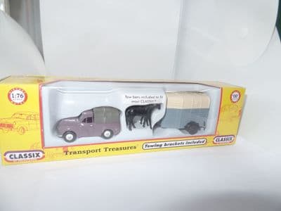 CLASSIX EM76520 1/76 OO Scale Morris Minor Pick-up Rose & HORSEBOX & HORSE